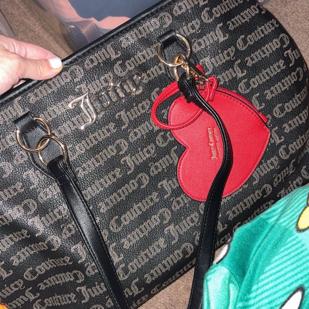 Juicy Couture Black and Red Heart Shoulder Bag
